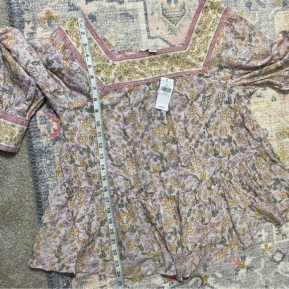 American Eagle‎ NWT XS Boho Floral Square Neck Blouse Top Cotton - Picture 9 of 9